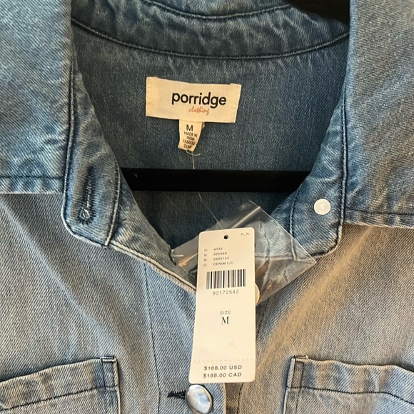 NWT Anthropologie Porridge Long Sleeve Collared Denim Mini Shirt Dress - Picture 11 of 13
